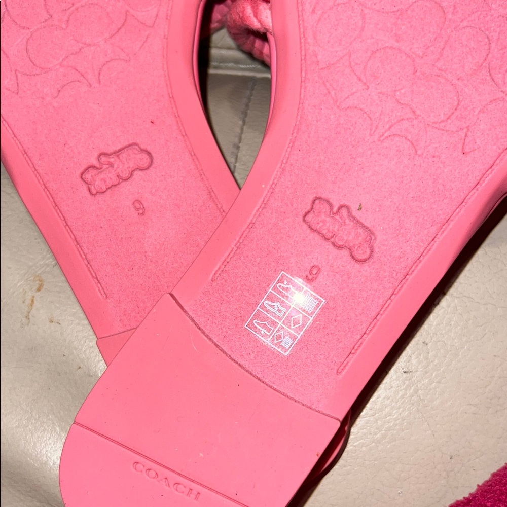 COACH Jolie Pink Rainbow Rope Slide Sandals NWOT / NWOB - Picture 9 of 11